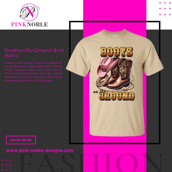 Boots on the Ground-pink hat short sleeve (statement t-shirt)